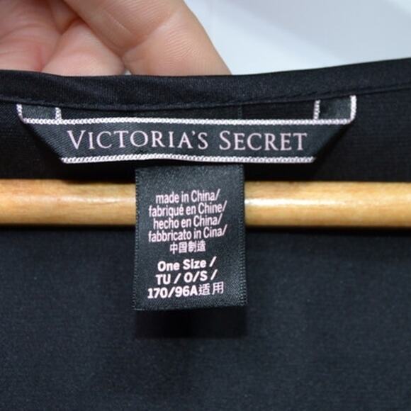 Victoria's Secret Black Ruffle Kimono Robe Black One Size - Picture 5 of 7